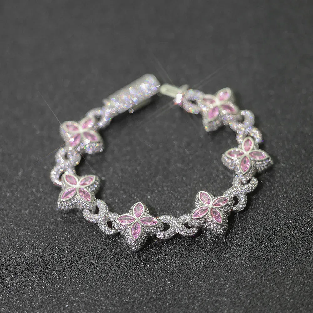 8mm S925 Sterling Silver Moissanite Infinity 8 Cuban Bracelet | VVS Moissanite Clover Link | Luxury Gold Chain Rapper Style | Caratix - CaratixJewelry